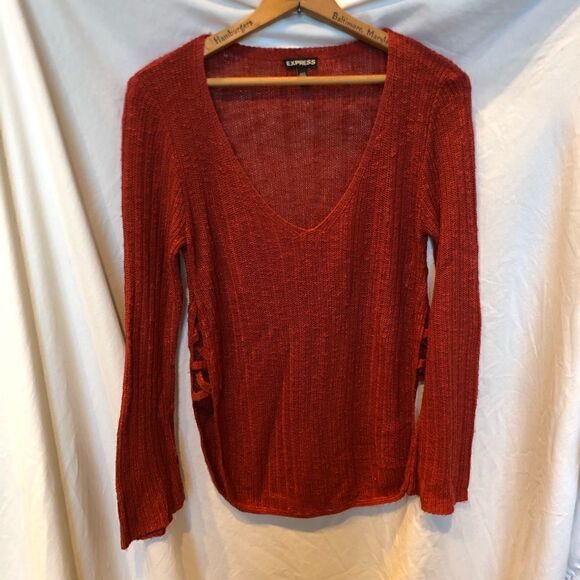 Express sweater V neck Red S/P - Picture 1 of 7